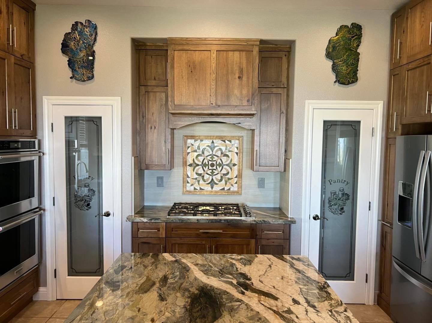 Geometric Mosaic Art - Green Petals