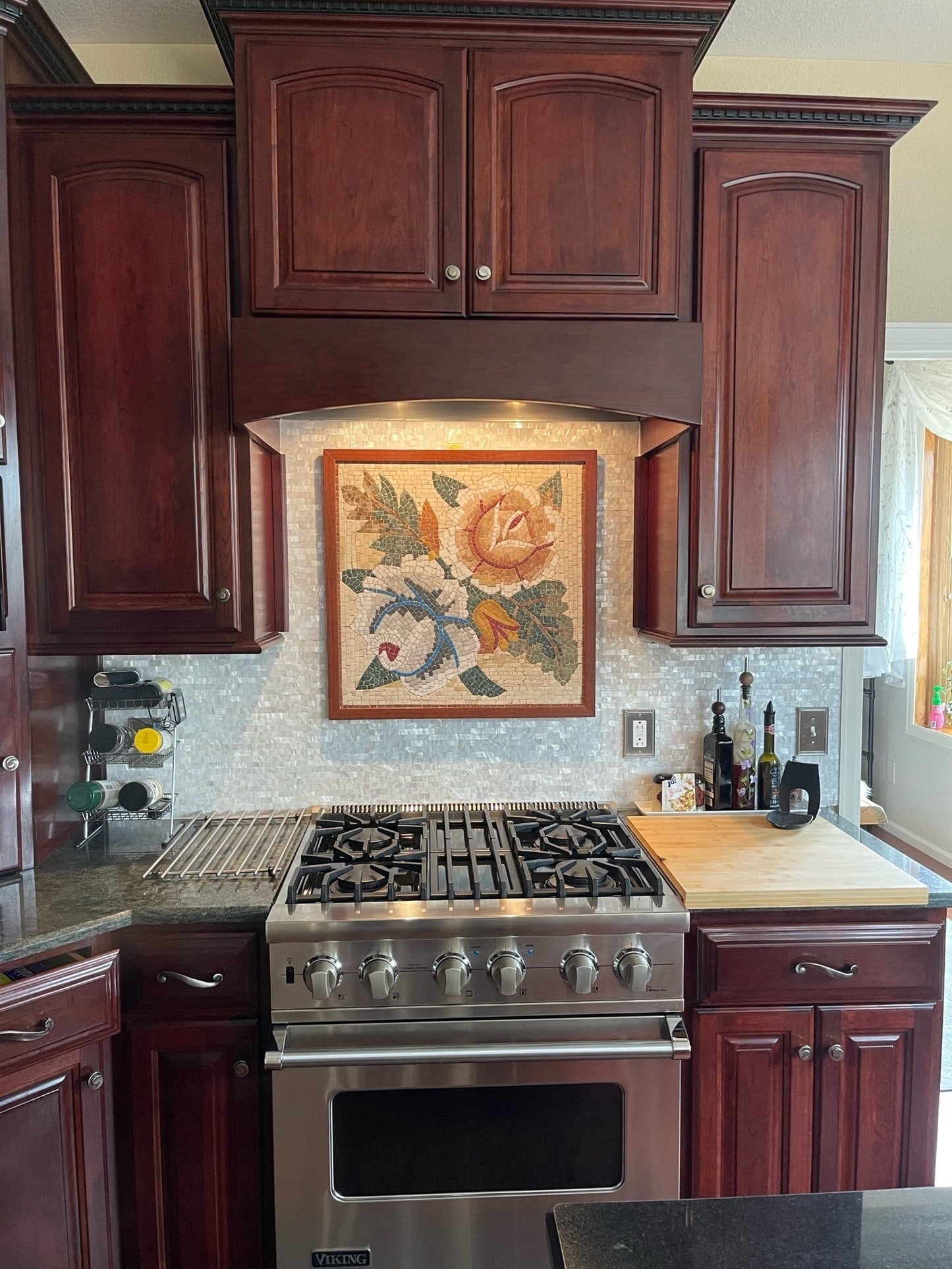 Mosaic Wall Art - Floral Stone