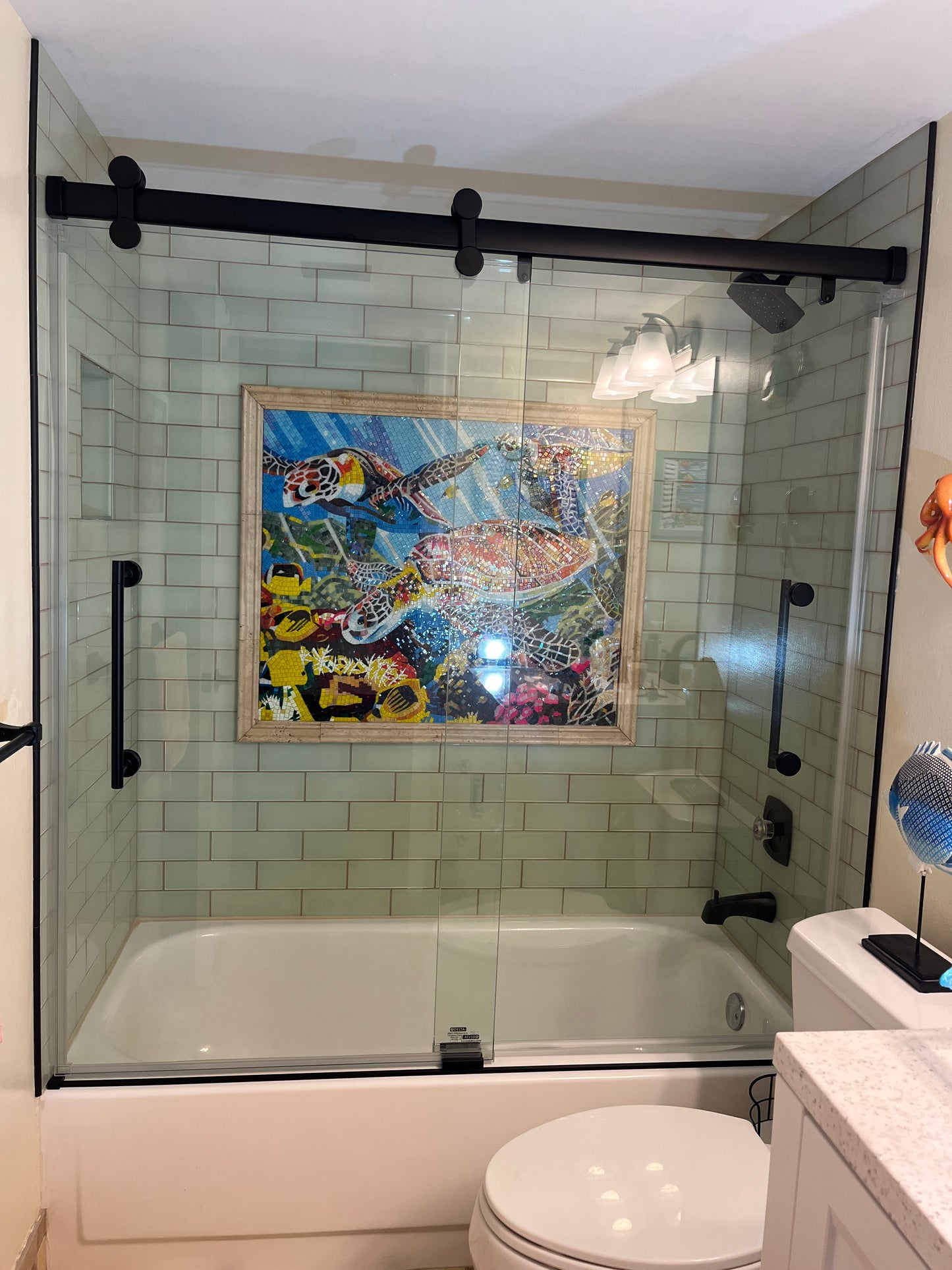 Colorful Sea Turtles Glass Mosaic Mural