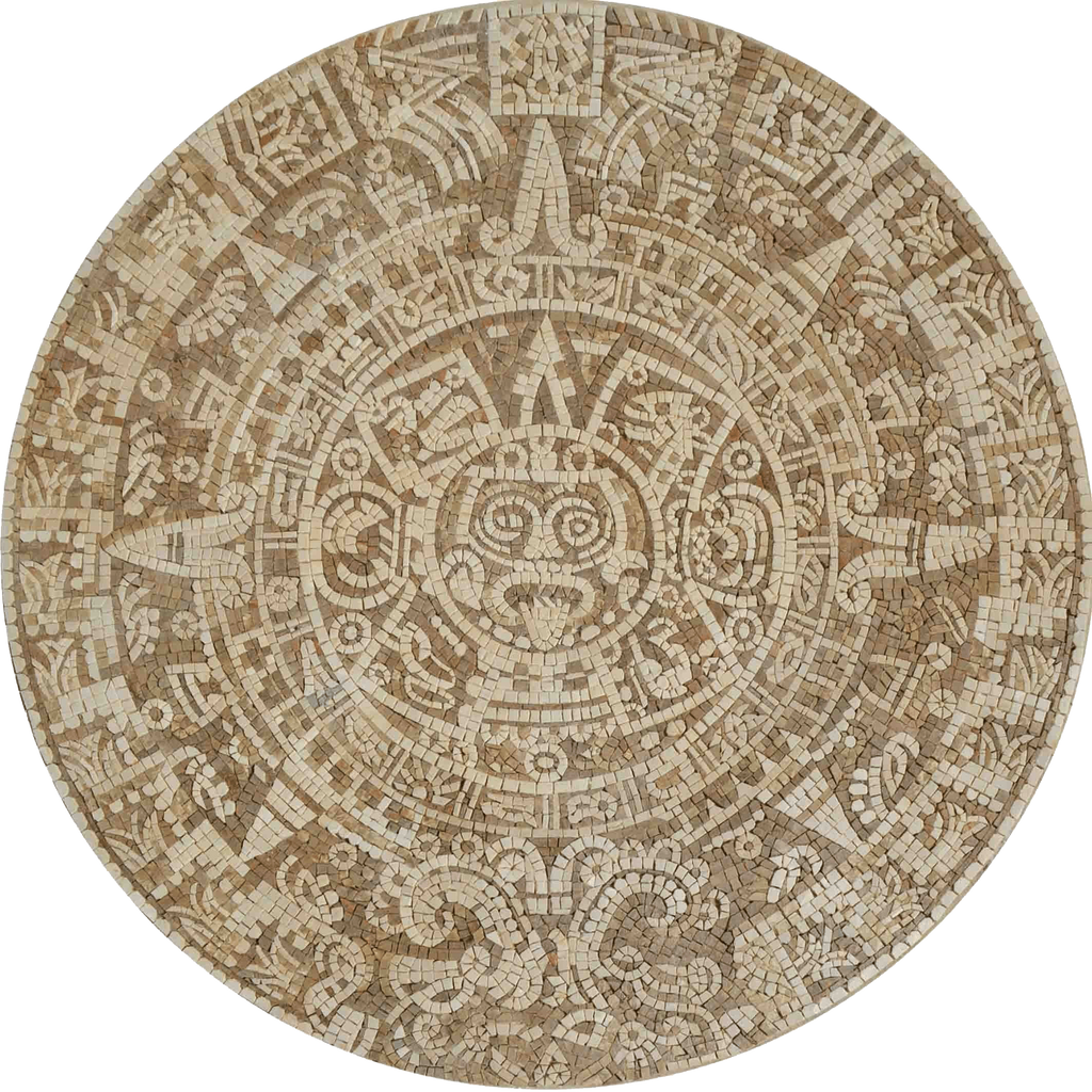 Aztec Sun Mosaic Stone Art Design