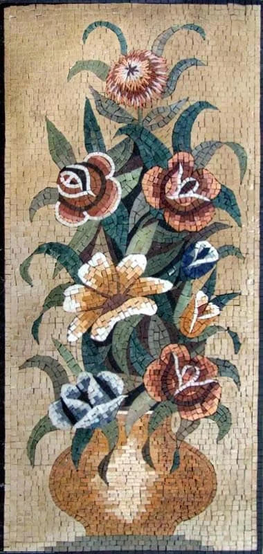 Flower Mosaic Pattern Chrysanthemum Flowers And Trees Mozaico