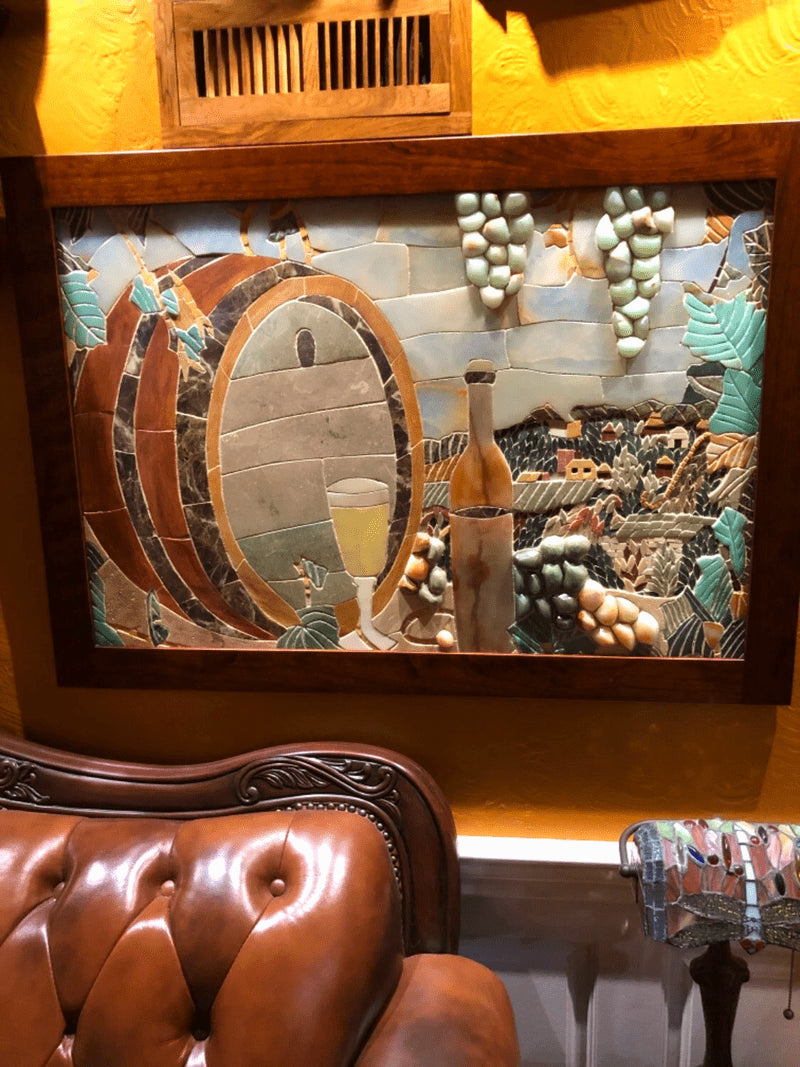 Mosaic Art - Barrel Wine Countryside