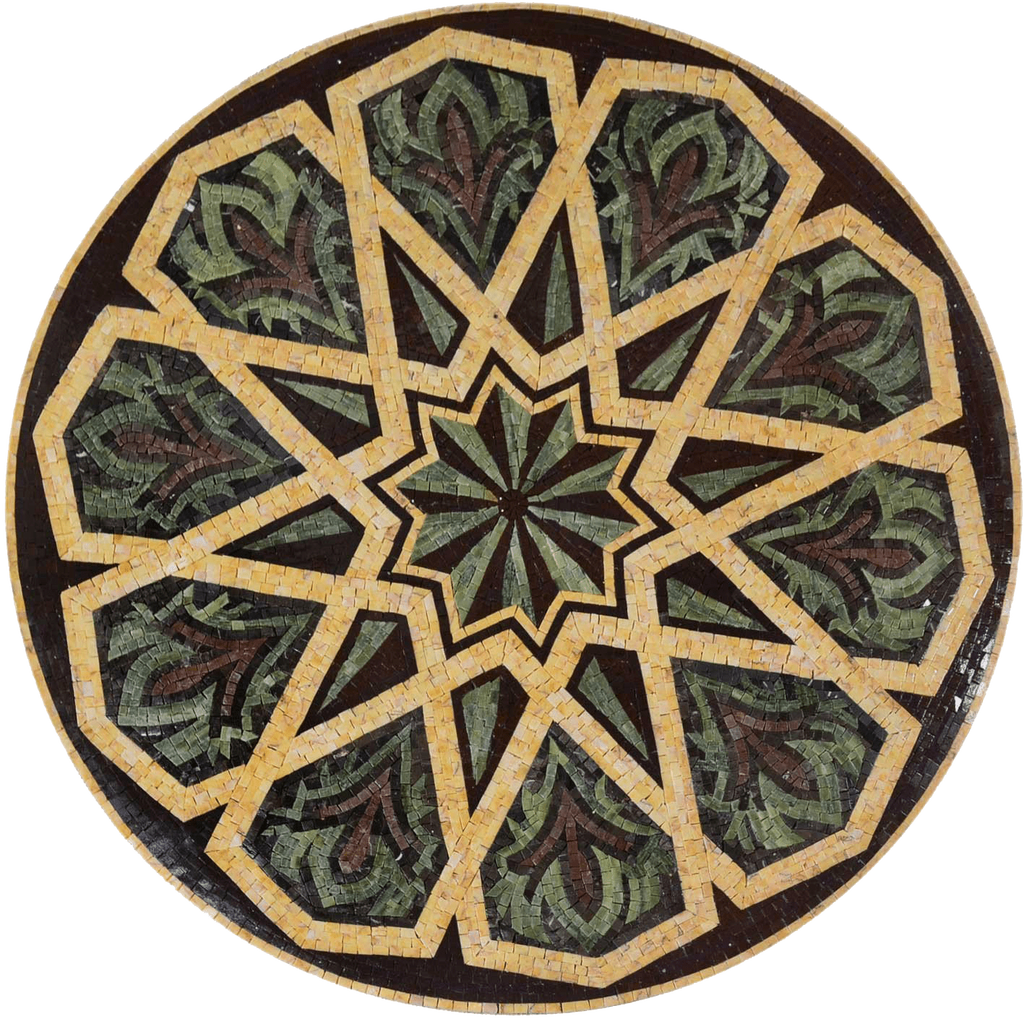 Geometric Mosaic Pattern - Durrah Green