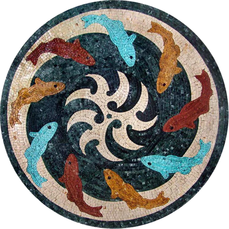 Custom AR Product - Multicolored Dolphins Nautical Medallion Mosaic