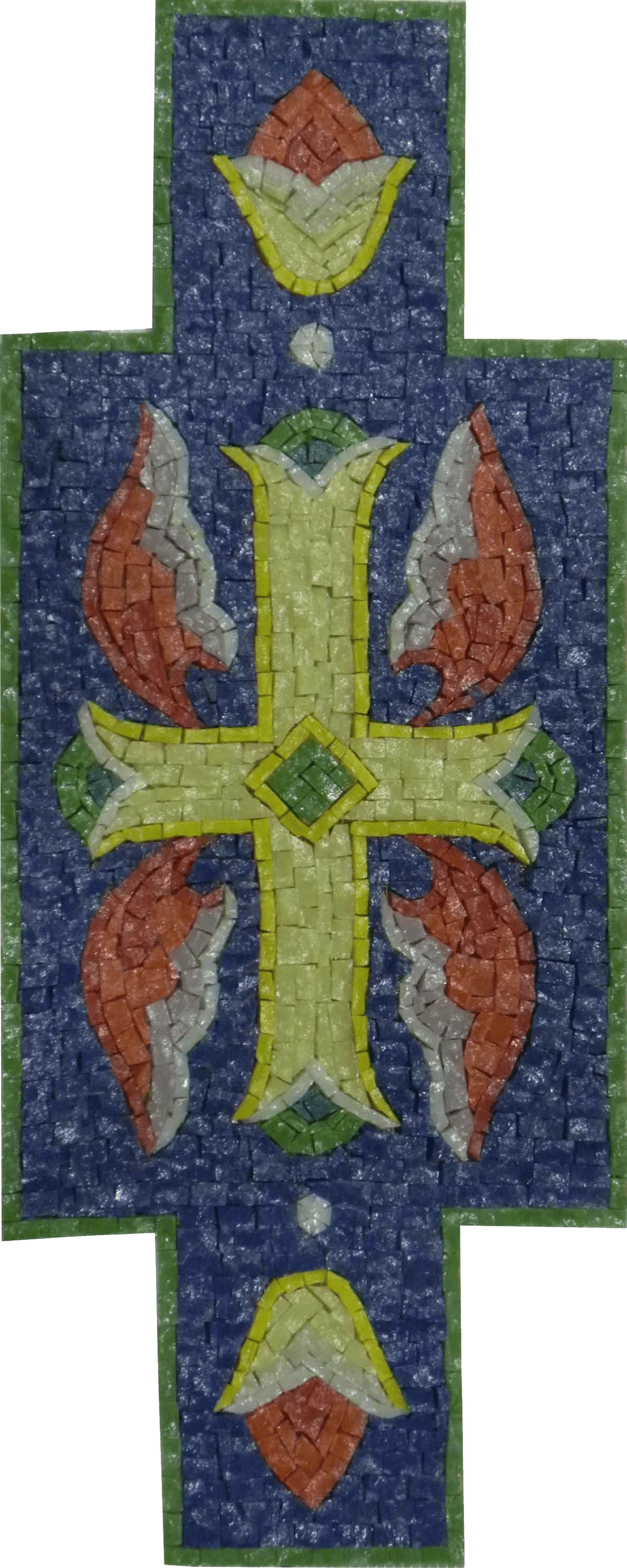 Blue Cross Shaped Glass Mosaic