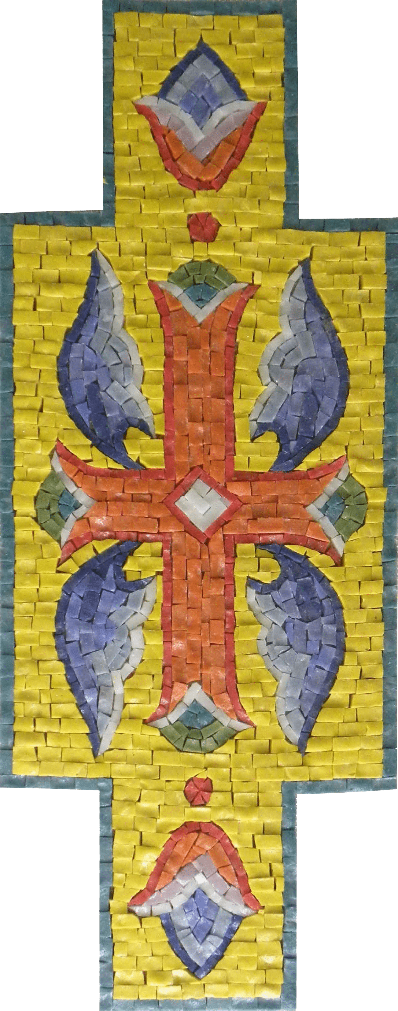 Cross Shaped Yellow Glass Mosaic Installation
