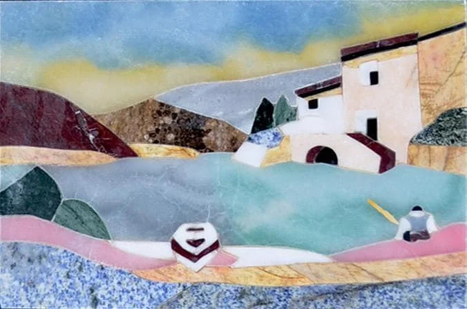 Mediterranean Scene Stone Mosaic Art | Mozaico
