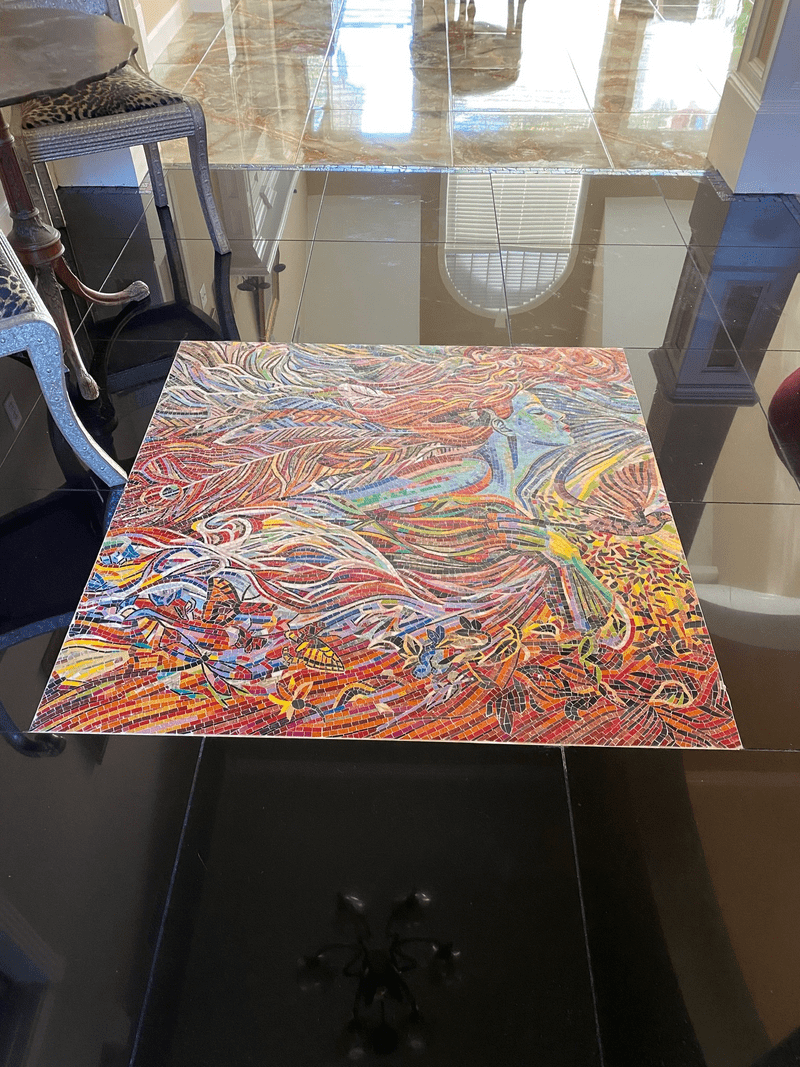 Lady Of Feathers - Abstract Mosaic Artwork Mozaico