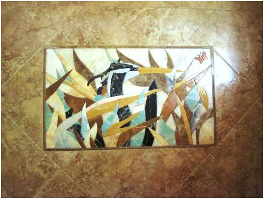 Petal Heron - Stone Mosaic Art