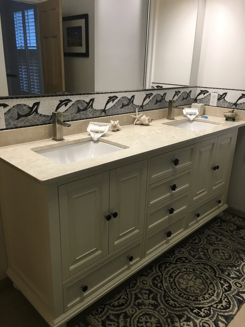 Dolphin Nautical Mosaic Art Border | Luxury Handcrafted Stone Mosaic