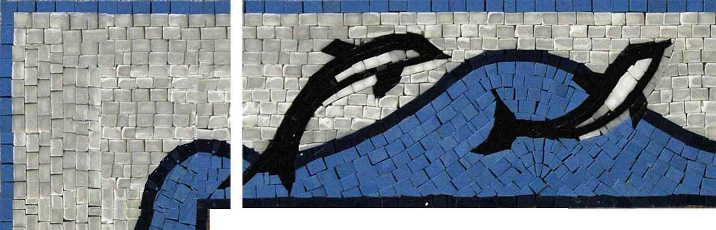 Blue Dolphin Nautical Mosaic Corner