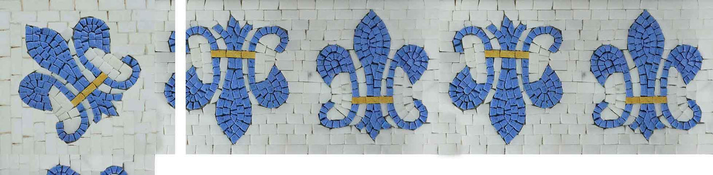 Blue Fleur De Lys - Corner Mosaic Pattern