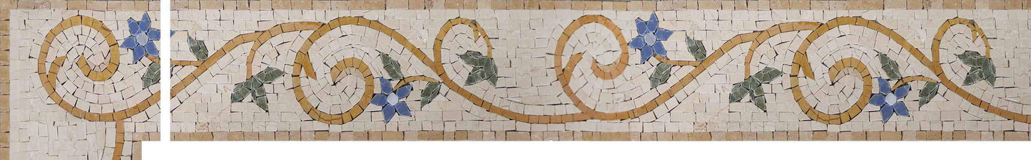 Blue Elegance Corner Flower Mosaic Art