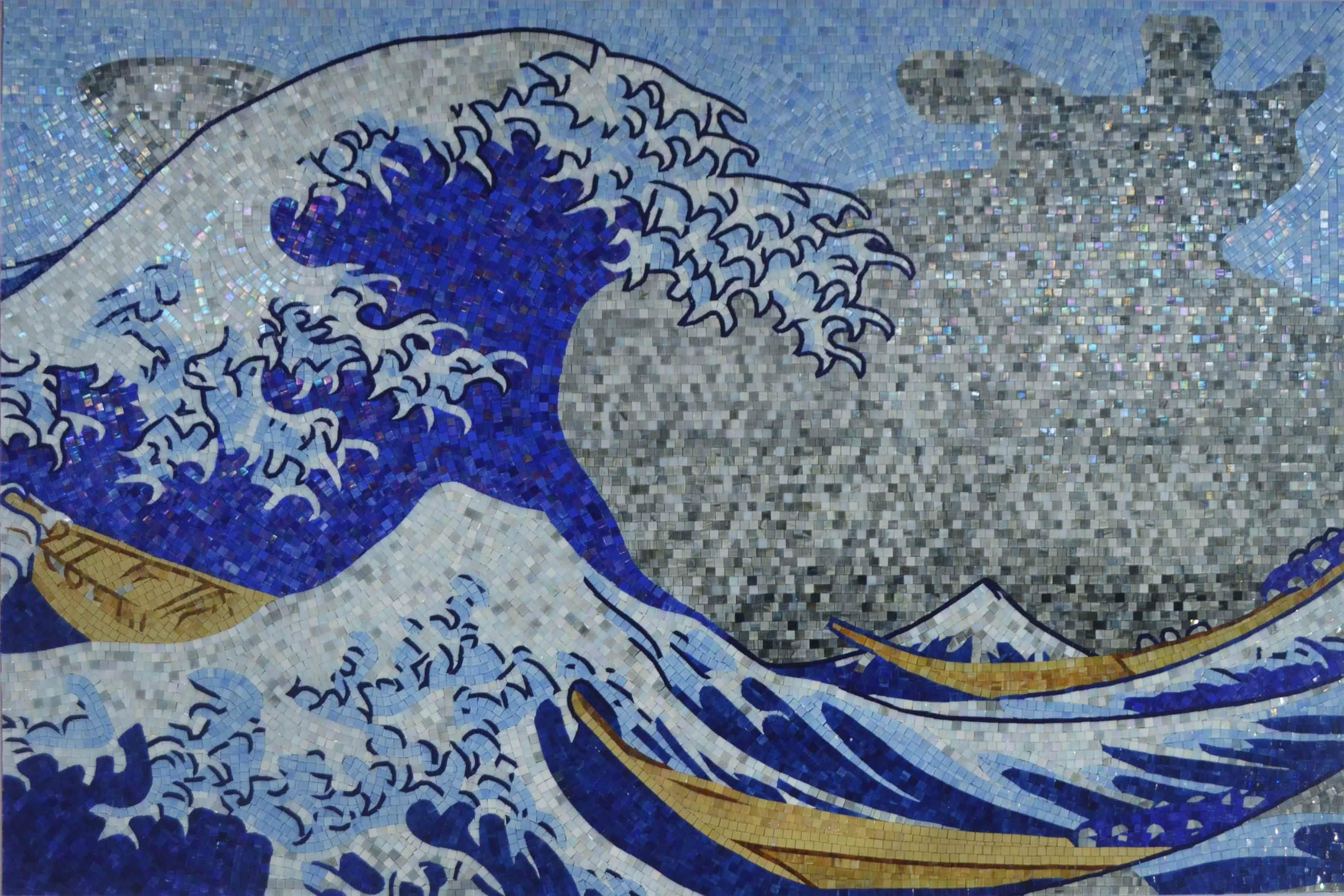 Glass Mosaic Tile Art Waves | Marine Life& Nautical | Mozaico