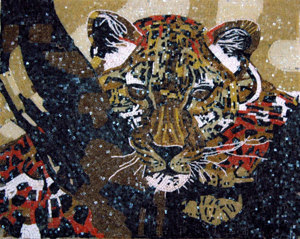 Figurative Glass Mosaic - The Tiger Mozaico
