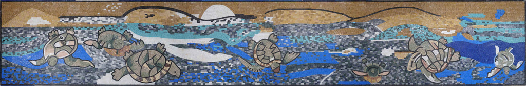 Nautical Life Of Turtles Mosaic