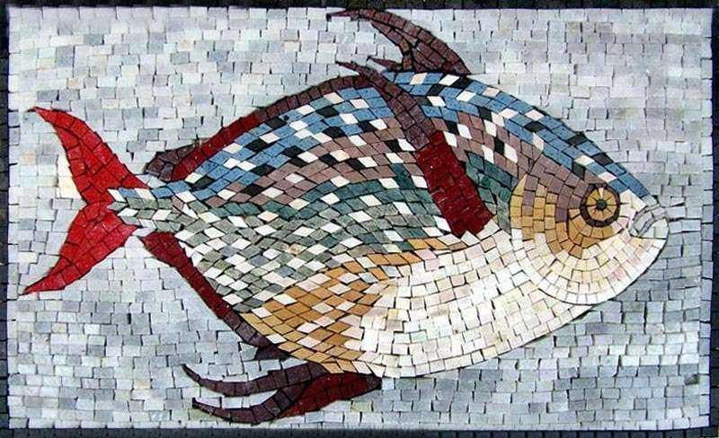 Beautiful Fish Marble Mosaic Tile Art