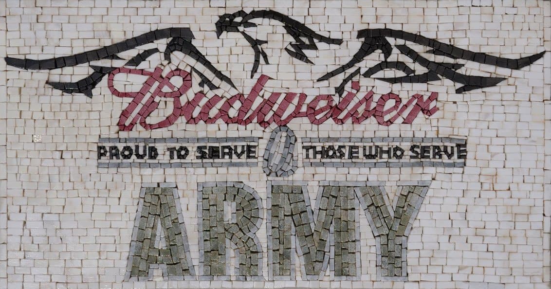 Custom Budweiser Beer Army Signs Marble Mosaic