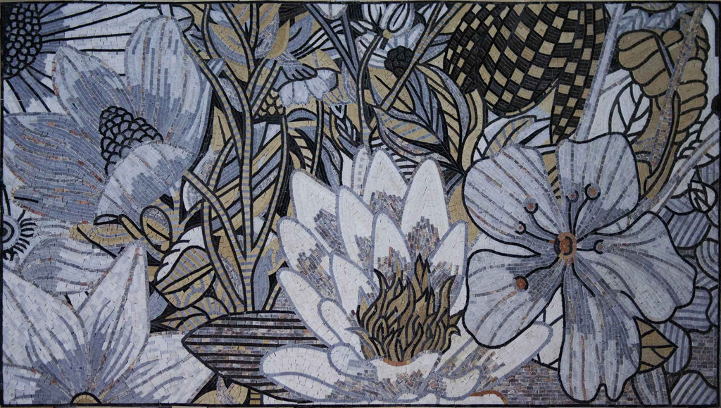 Mosaic Tile Art - Ivory Lotus