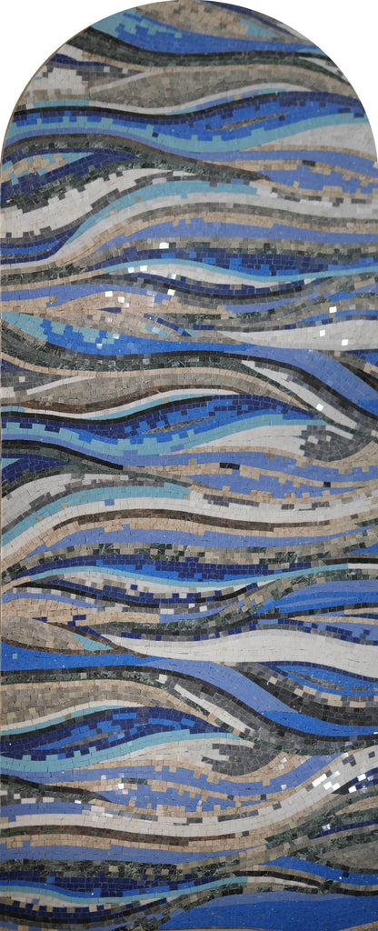 Wavy Blues - Modern Mosaic Art
