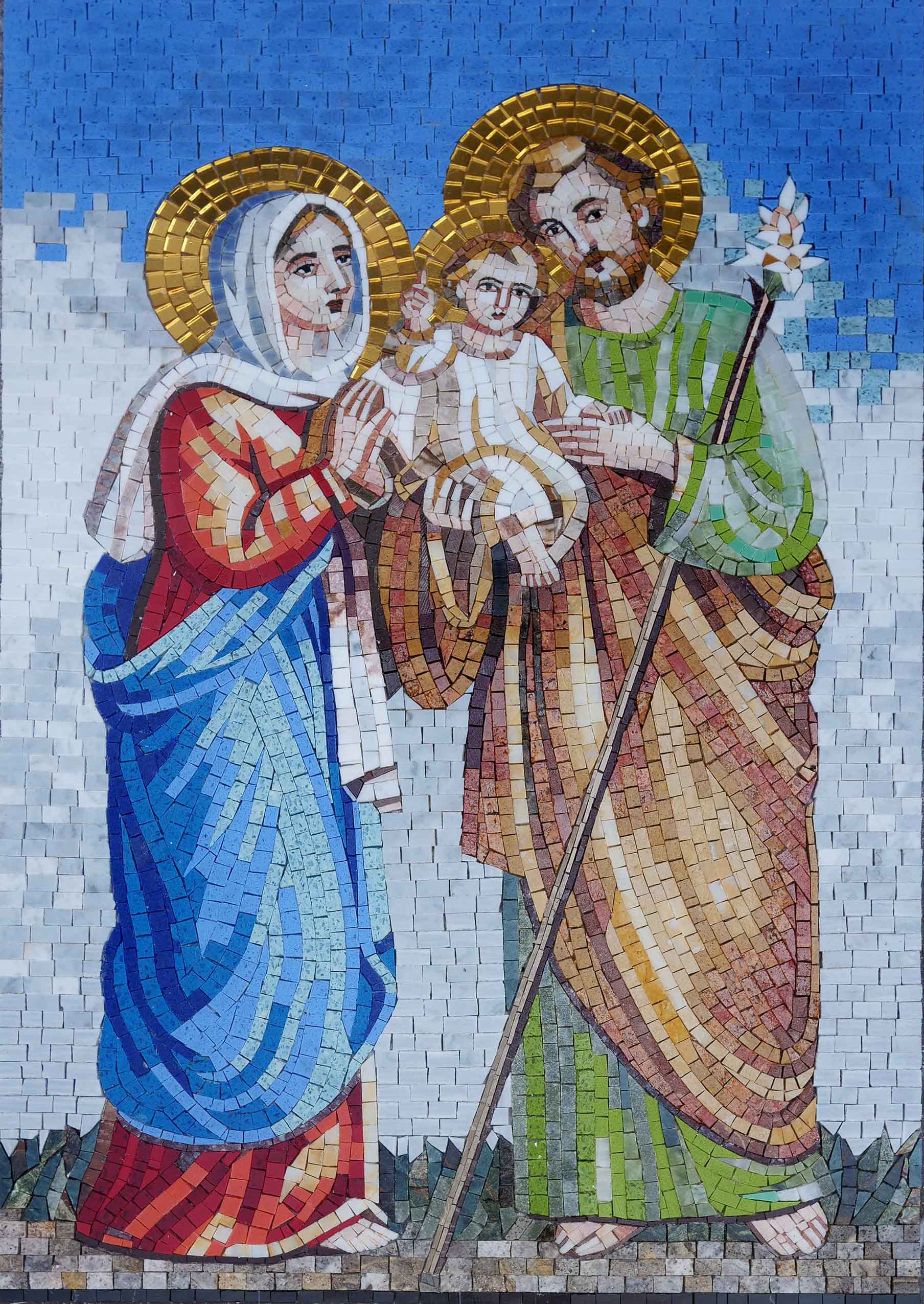 Mosaico de Jesús, María y José | Arte Religioso