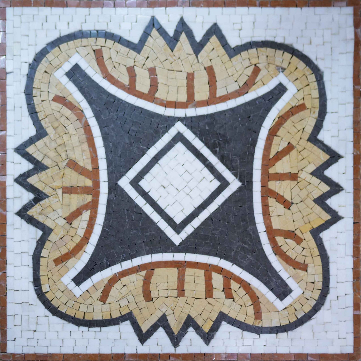 Black & White Tile Art - Diamond Lotus