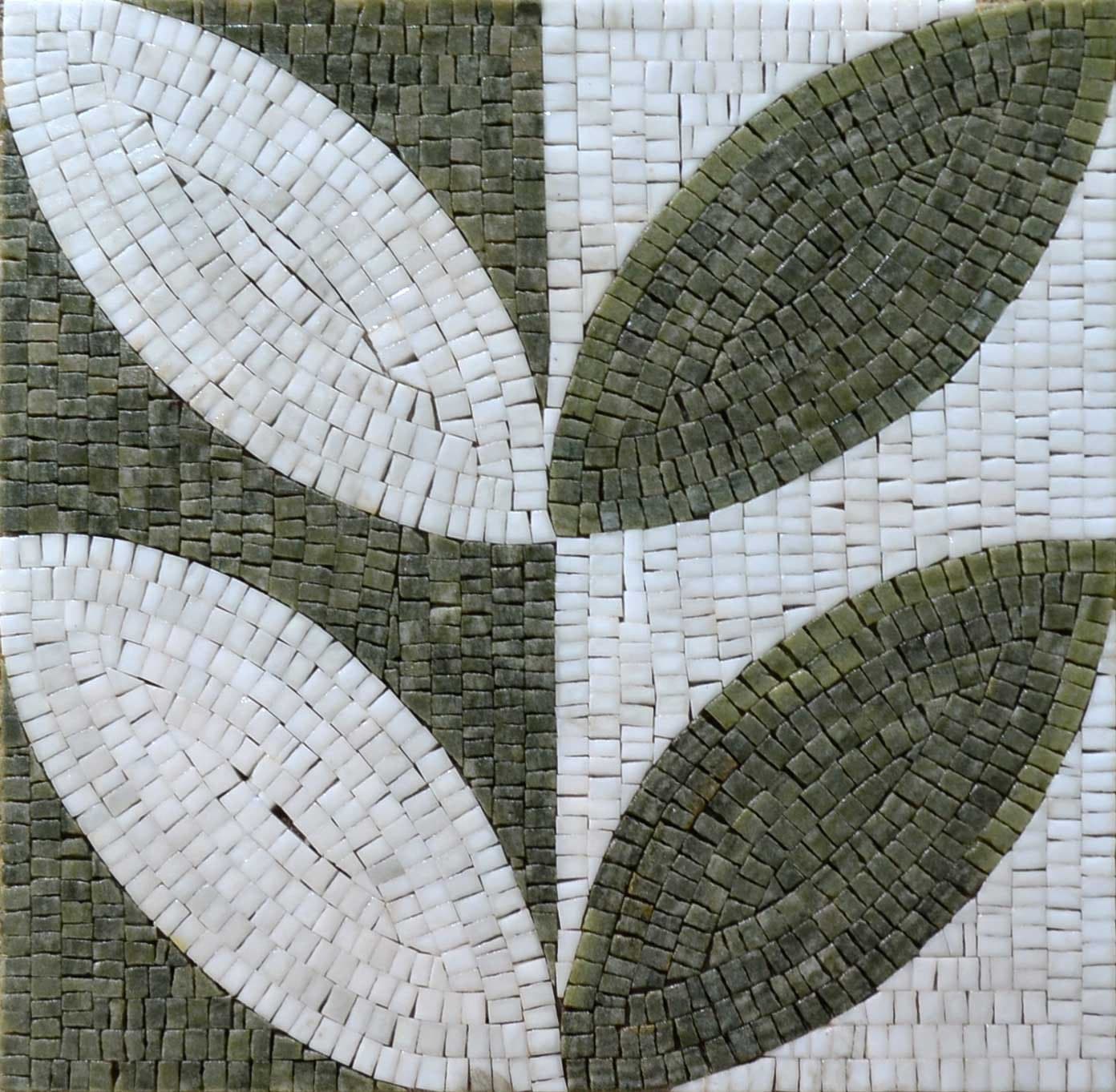 Patrón de mosaico con acentos verdes y blancos | Mozaico