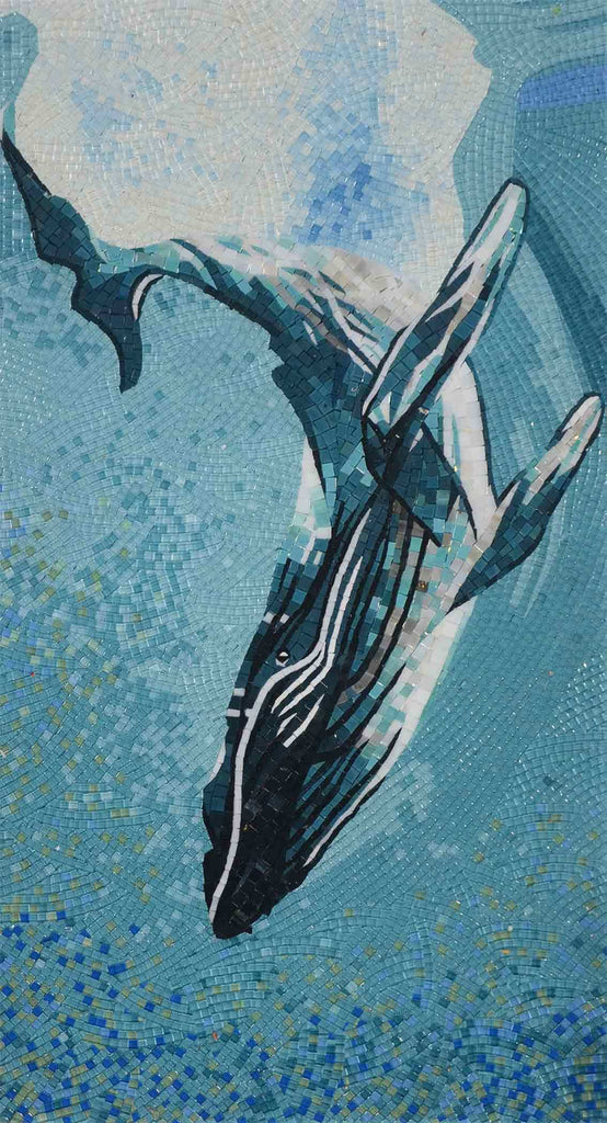 Glass Mosaic Tile Art - Giant Whale