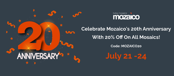 Two Decades Of Mozaico: festeggia il nostro 20° anniversario con uno sconto del 20%.