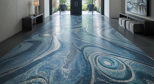 The Luminous Canvas: Modern Abstract Mosaic Artistry for Grand Foyer Entrances, Harnessing Optical Depth and Atmospheric Alchemy