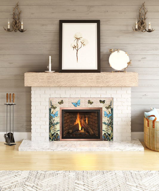 Tile Mosaic Fireplace - Butterfly Art