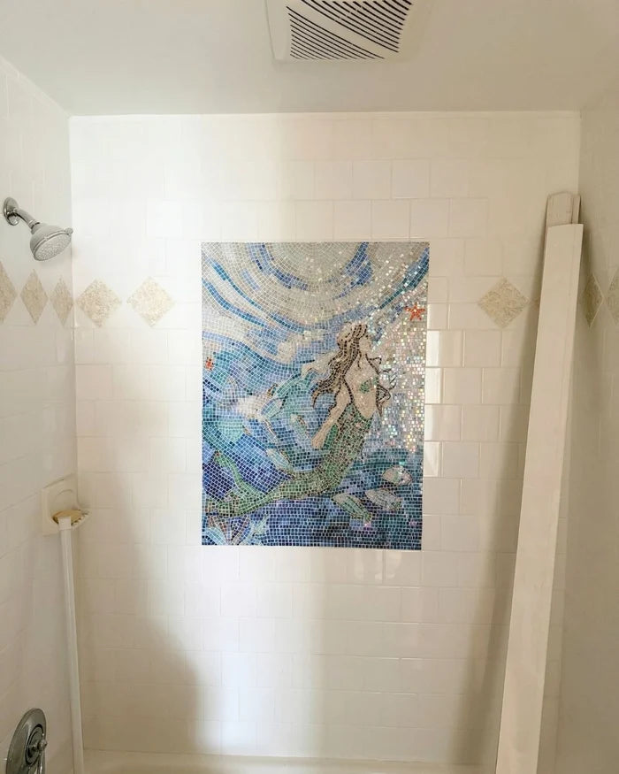 Mermaid & Starfish – Underwater Glass Mosaic Pool & Wall Art - Mesh Backing