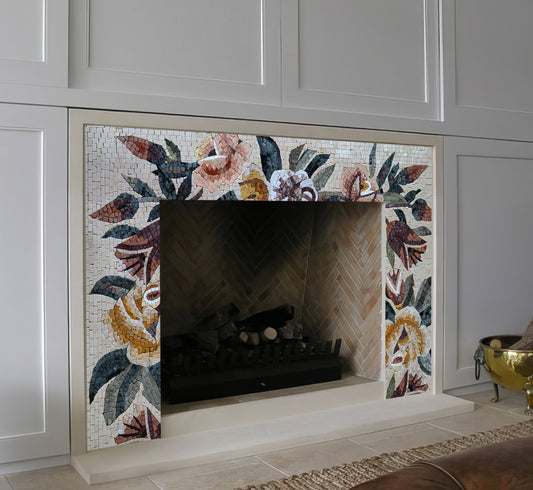 Flower Bouquet Mosaic Fireplace