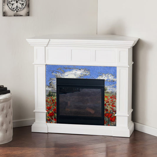 Poppy flowers - Modern Mosaic Fireplace