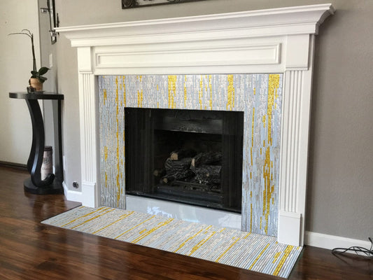 Gold Rain Drops Mosaic Fireplace Border