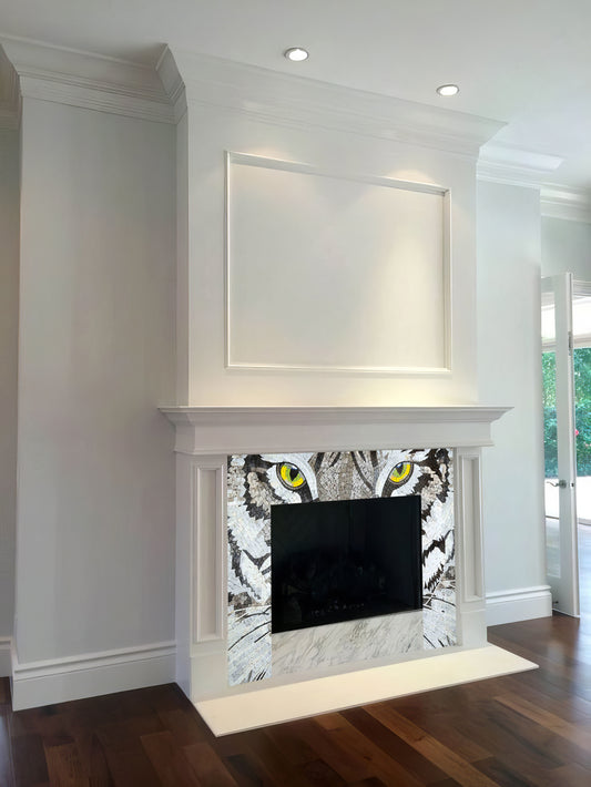 Fireplace Border - Mosaic Tiger Art