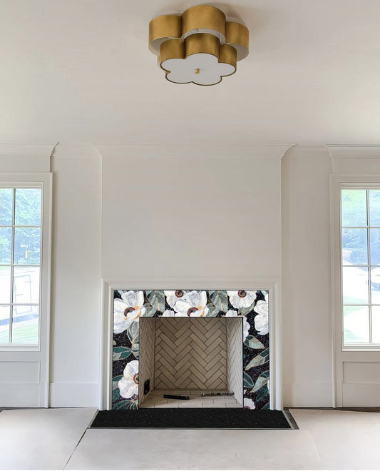 Tile Mosaic Fireplace - Floral Pattern