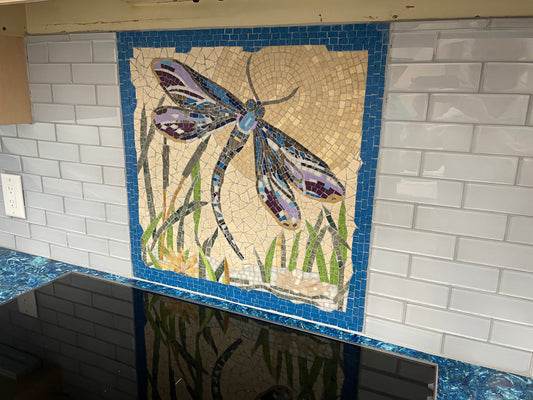 Tropical Dragonfly Mosaic Art | Luxury Handcrafted Natural Stone
