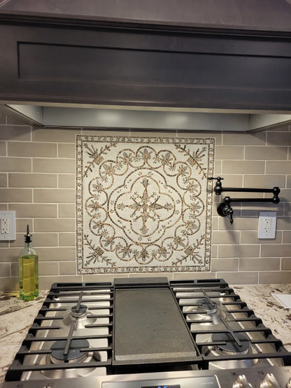 Botanical Mosaic Wall Art & Floor Inlay - Mesh Backing