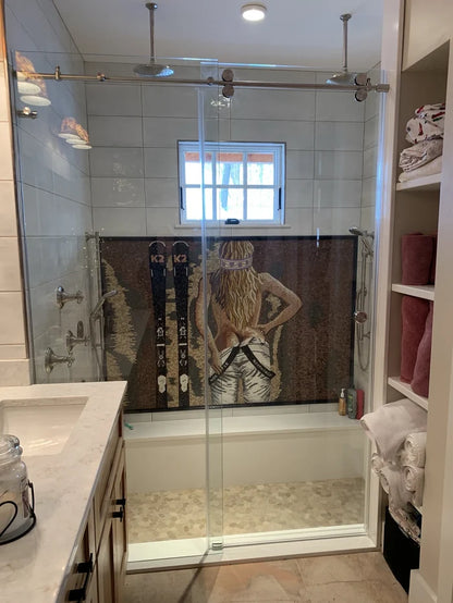 Seductive Blonde Skier - Mosaic Art