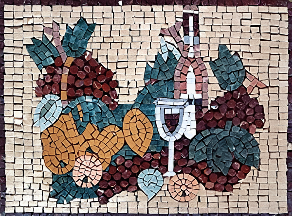 Abstract Fruit Wine - Marble Mosaic Backsplash - Mesh Backing