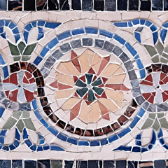 Geometric Flowers - Marble Mosaic Tile Border Luxury Handcrafted Natural Stone - Mesh Backing