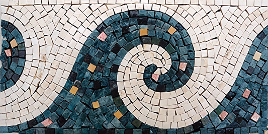 Custom AR Product - Ocean Wave - Marble Mosaic Border Freckled Elegance - Mesh Backing