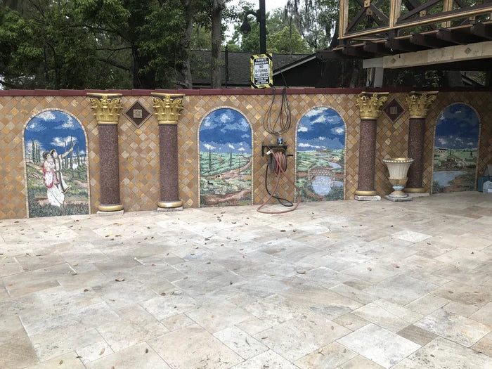 Farm Scene - Marble Mosaico Mosaic Art - Mesh Backing