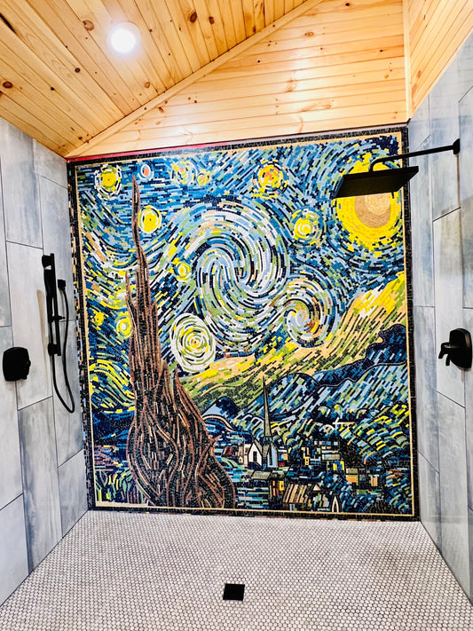 Vincent Van Gogh - Starry Night Reproduction Mosaic | Luxury Handcrafted Art