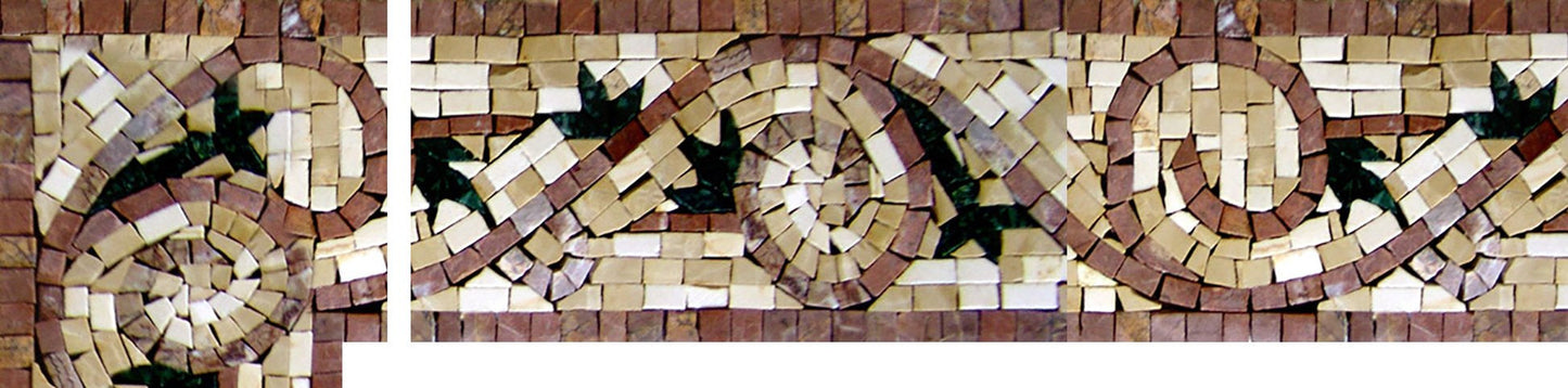 Coin de mosaïque florale terreuse