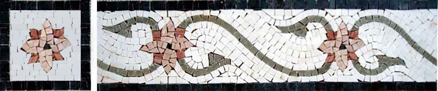 Canto de arte em mosaico de flores de estrelas