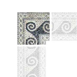 Waves Swirl Pattern - Marble Mosaic Wall Art Outdoor Corner - Mesh Backing