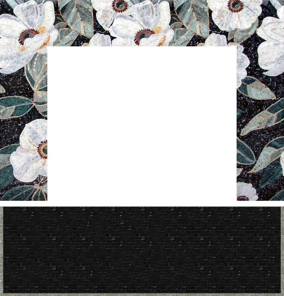 Tile Mosaic Fireplace - Floral Pattern