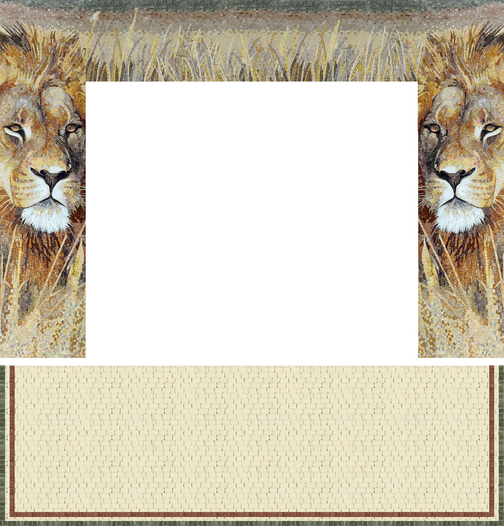Regal Lion - Bordure en mosaïque de cheminée